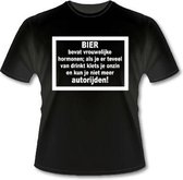Paper Dreams | Zwart T-shirt | Bier bevat vrouwelijke hormonen! (maat XL)