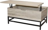 Happy Home HWT02-HOB - heftafel salontafel met grote, verborgen opbergruimte voor woonkamer-80x48x40cm - licht hout