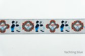 Band delfts blauw - paartje zoenend - geweven sierband - fournituren - lengte 2 meter - lint - stof - afwerkband - katoenen band - naaien - decoratieband -