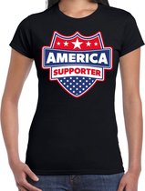 America supporter schild t-shirt zwart voor dames - Amerika/USA landen t-shirt / kleding - EK / WK / Olympische spelen outfit 2XL