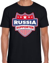 Russia supporter schild t-shirt zwart voor heren - Rusland landen t-shirt / kleding - EK / WK / Olympische spelen outfit S