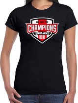 We are the champions England t-shirt met schild embleem in de kleuren van de Engelse vlag - zwart - dames - Engeland supporter / Engels elftal fan shirt / EK / WK / kleding XS