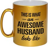 Voici à quoi ressemble un mari génial tasse / tasse cadeau - 330 ml - couleur or - anniversaire / fête des pères - tasse / tasse cadeau