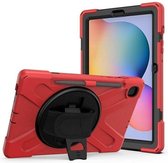 Samsung Galaxy Tab S6 Cover - Hand Strap Armor Case Met Pencil Houder - Rood