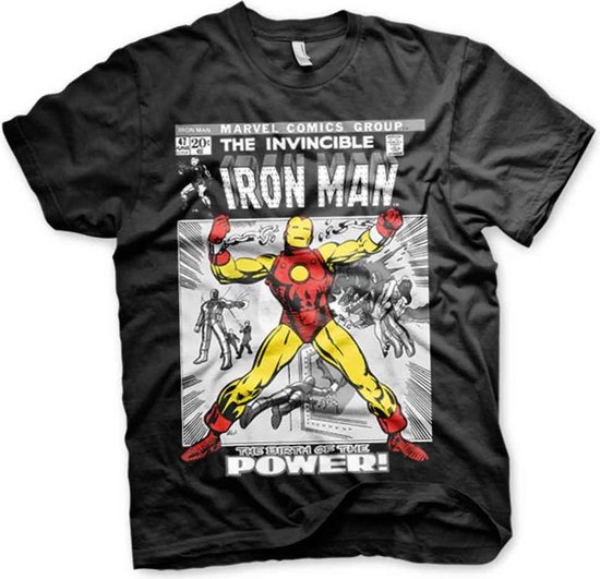 Marvel Iron Man Heren Tshirt -S- Cover Zwart