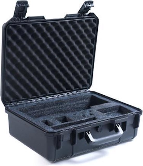 Draagbare aluminium harde koffer ToolBox Zwarte aktetas Metalen draagtas Afsluitbare Multi-size camera-uitrusting Gereedschapstransportdoos (met spons 58x30x16cm