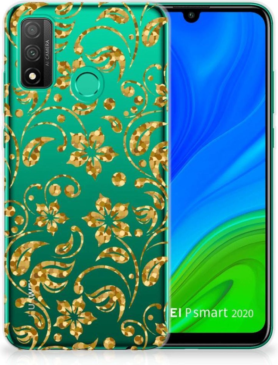 Huawei P Smart 2020 TPU Case Gouden Bloemen