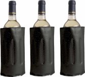 3x Koelelementen hoezen zwart voor wijnflessen 34 x 18 cm - Wijnflessen/drankflessen koelelement - Flessenkoeler - Wijnkoeler
