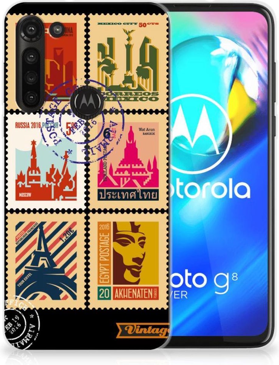Motorola Moto G8 Power Siliconen Back Cover Postzegels