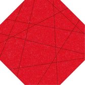 8-Hoek lijnen vilt onderzetters  - Rood - 6 stuks - 9,5 x 9,5 cm - Tafeldecoratie - Glas onderzetter - Cadeau - Woondecoratie - Woonkamer - Tafelbescherming - Onderzetters Voor Gla