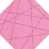 8-Hoek lijnen vilt onderzetters  - Roze - 6 stuks - 9,5 x 9,5 cm - Tafeldecoratie - Glas onderzetter - Cadeau - Woondecoratie - Woonkamer - Tafelbescherming - Onderzetters Voor Gla