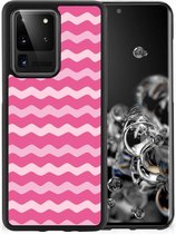 Smartphone Case Samsung Galaxy S20 Ultra Bumper Case avec bord noir Waves Pink