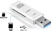 SD Kaart lezer & Micro-SD kaart lezer (2-in-1) - USB 3.0 - Wit - Micro SDHC - Voor Apple, Windows & TV - SD Reader - TF kaart
