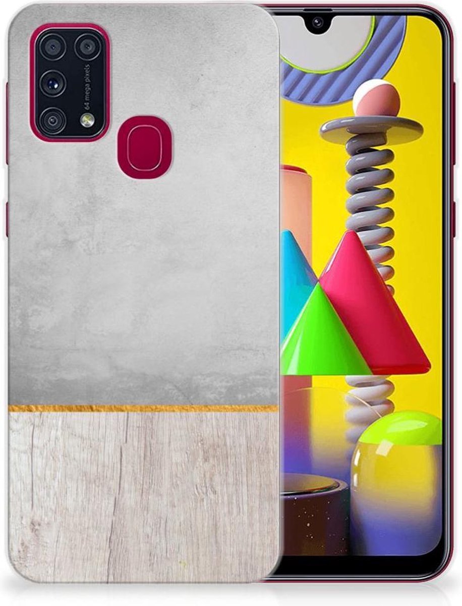 Samsung Galaxy M31 Bumper Hoesje Wood Concrete