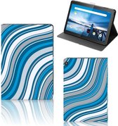 Mobiel Case Lenovo Tablet M10 Tablet Hoes met Standaard Golven Blauw