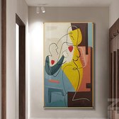 Allernieuwste Canvas Schilderij Echte Wederzijdse Liefde - Modern Abstracte Kunst - Poster - 50 x 90 cm - Kleur
