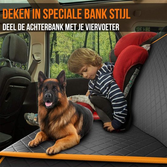 Strex Hondendeken Auto Achterbank en Kofferbak - 137 x 147 CM - Beschermhoes - Hondenkleed - Honden Deken Auto Achterbank - Incl. Hondenriem En Opbergzak - Strex