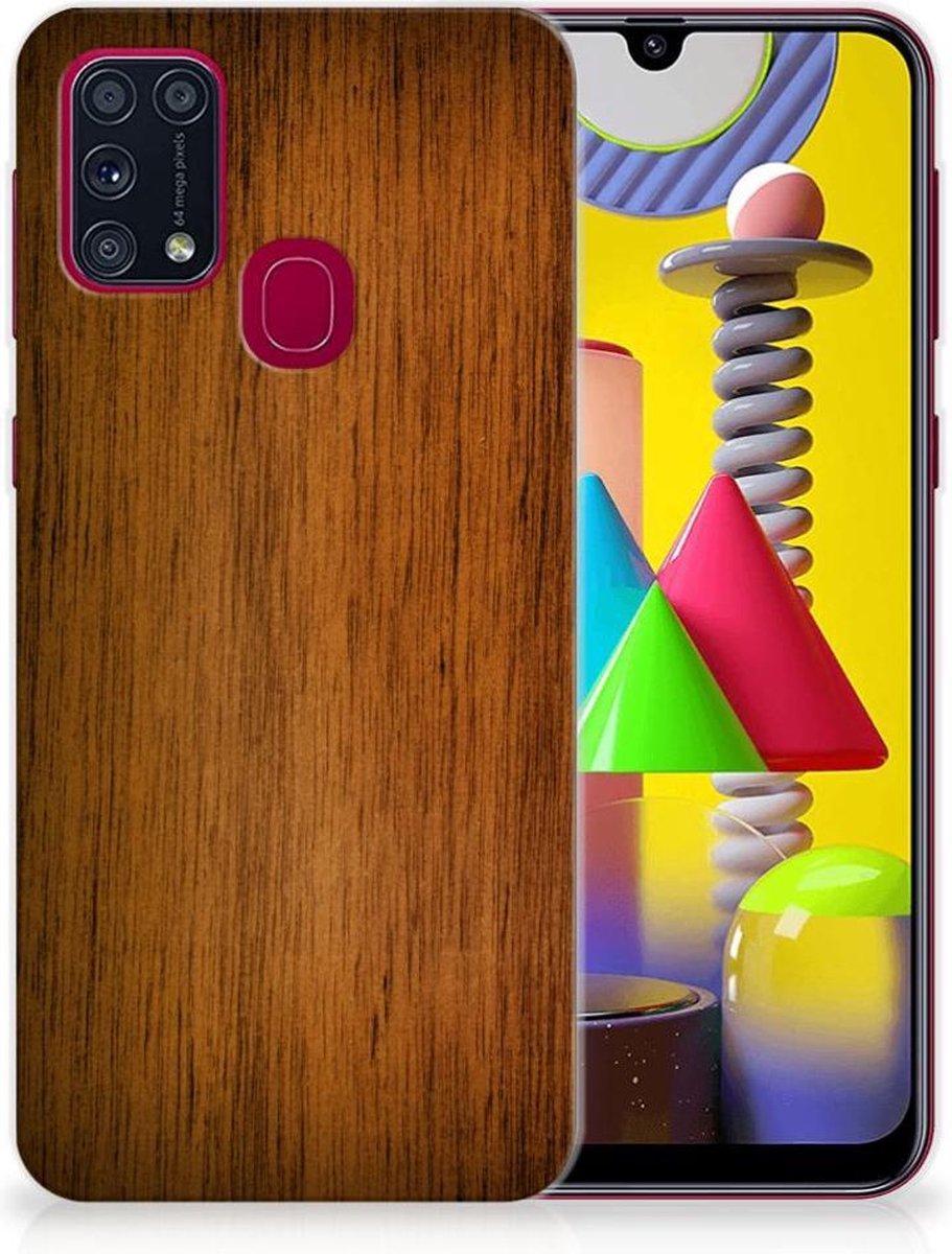 Samsung Galaxy M31 Bumper Hoesje Donker Hout