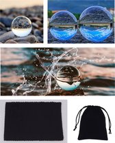 Boule en verre de Photographie - 10 cm de diamètre + base en verre + pochette en Velours + boule de cristal en tissu microfibre Feng shui