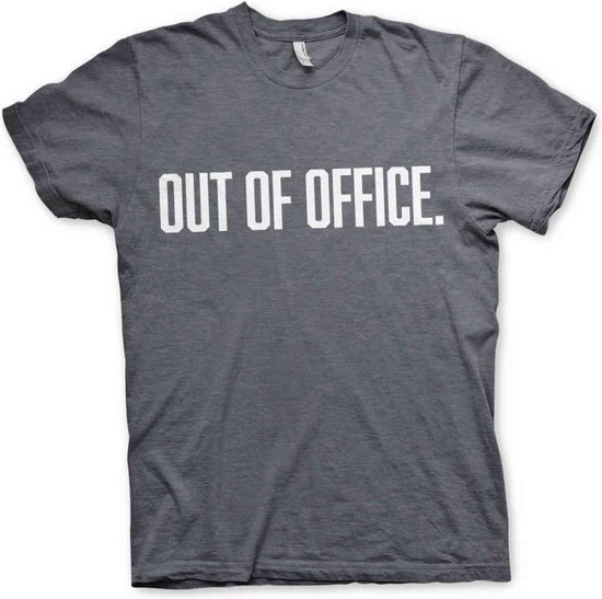 Heren Fun Tshirt -XL- OUT OF OFFICE Grijs