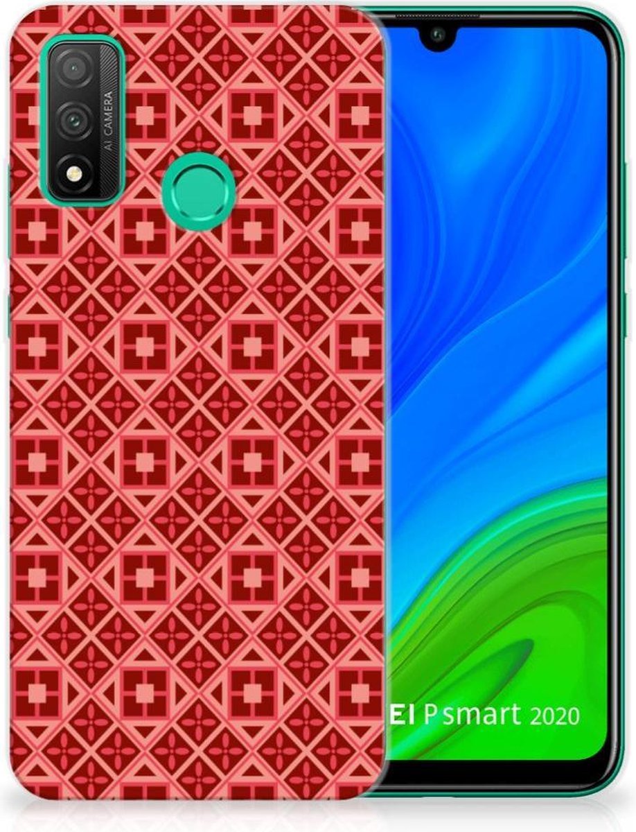 Back Cover voor Huawei P Smart 2020 TPU bumper Batik Rood