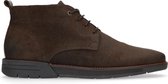 Manfield - Heren - Donkerbruine suède veterboots - Maat 45