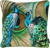 Velvet Peacock Kussenhoes | Velours / Fluweel - Polyester | 45 x 45 cm