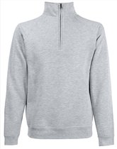 Lichtgrijze fleece sweater/trui met rits kraag voor heren/volwassenen - Katoenen/polyester sweaters/truien M (EU 50)