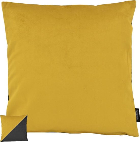 Velvet 2 Tone - Yellow / Black Kussenhoes | Velours / Fluweel - Polyester | 45 x 45 cm
