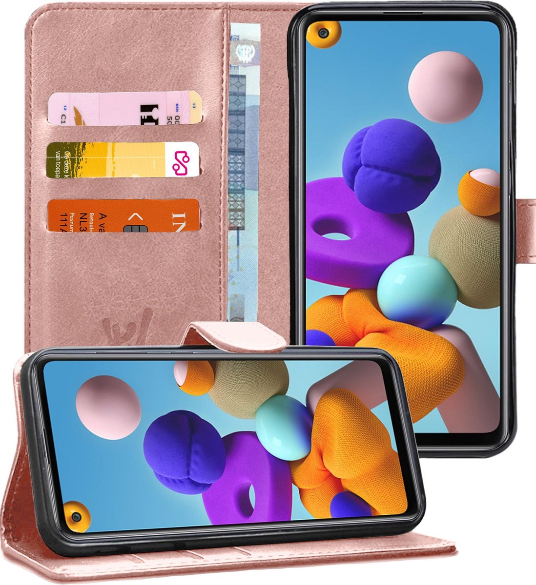 Hoesje geschikt voor Samsung A21s - Book Case Kunstleer Wallet Roségoud