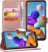 Étui Samsung A21s - Étui Samsung Galaxy A21s - Étui de livre en cuir porte-monnaie or rose