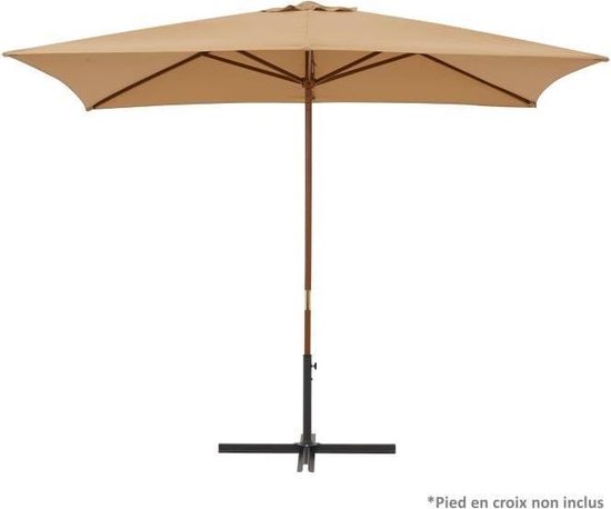 Rechthoekige houten parasol - 300x200cm - Taupe | bol.com