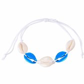 Fako Bijoux® - Schelpjes Armband - Wit - 2x Blauw