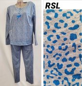 Dames pyjama set met panterprint 44-46 grijs/blauw