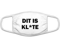 Dit is kl*te, grappig mondkapje | gezichtsmasker | bescherming | bedrukt | logo | Wit mondmasker van katoen, uitwasbaar & herbruikbaar. Geschikt voor OV