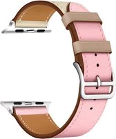 Geschikt voor Apple Watch bandje 38 / 40 / 41 mm - Series 1 2 3 4 5 6 7 SE - Smartwatch iWatch horloge band - 38mm 40mm 41mm - Fungus - PU Leer - Wit roze - Net