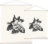 Bosrank zwart-wit (apple bossom) - Foto op Textielposter - 90 x 120 cm