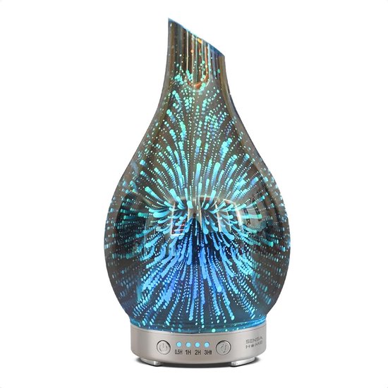 SensaHome Glazen 3D Aroma Diffuser - Nachtlamp en Luchtbevochtiger - Kleurrijke LED-verlichting - Aroma Vernevelaar - Galaxy 2