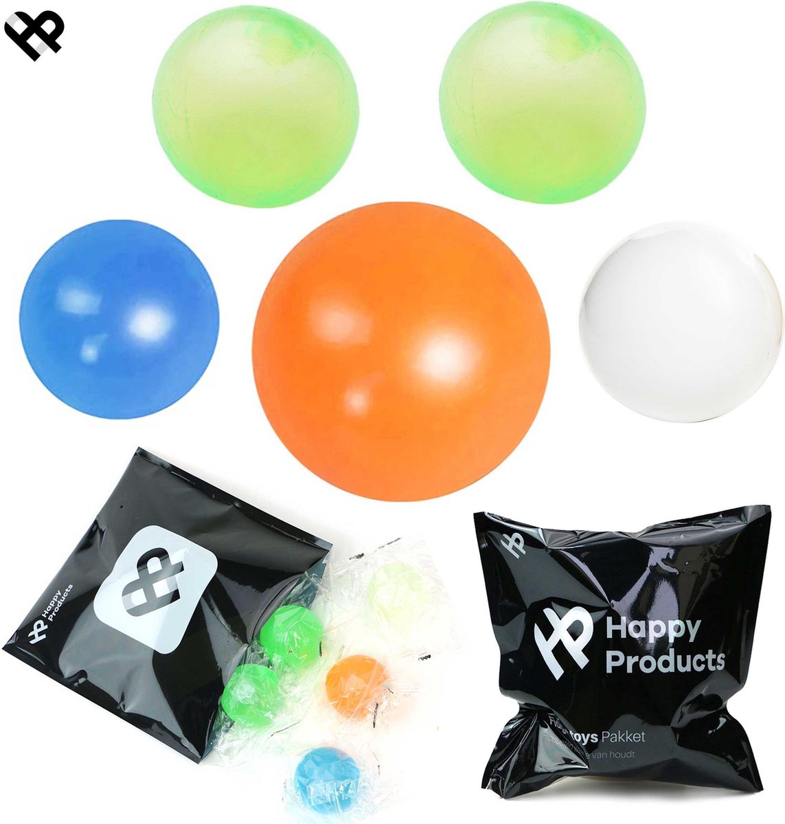 Fidget Sticky balls gemixte kleur | globbles balls 5 stuks| fidget toys pakket | snapchat | plafond | speelgoed | plakkende balletjes | stressbal | fidget spinner | speelgoed jongens meisjes - Happy products