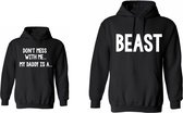 Hoodie heren-zwart-voor vader-vaderdag cadeau-Beast-Don't mess with me...my daddy is a...-Maat Xxl