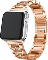 Geschikt voor Apple Watch bandje 38 / 40 / 41 mm - Series 1 2 3 4 5 6 7 SE - Smartwatch iWatch horloge band - 38mm 40mm 41mm - Fungus - RVS metaal - Rosegoud - Glamour