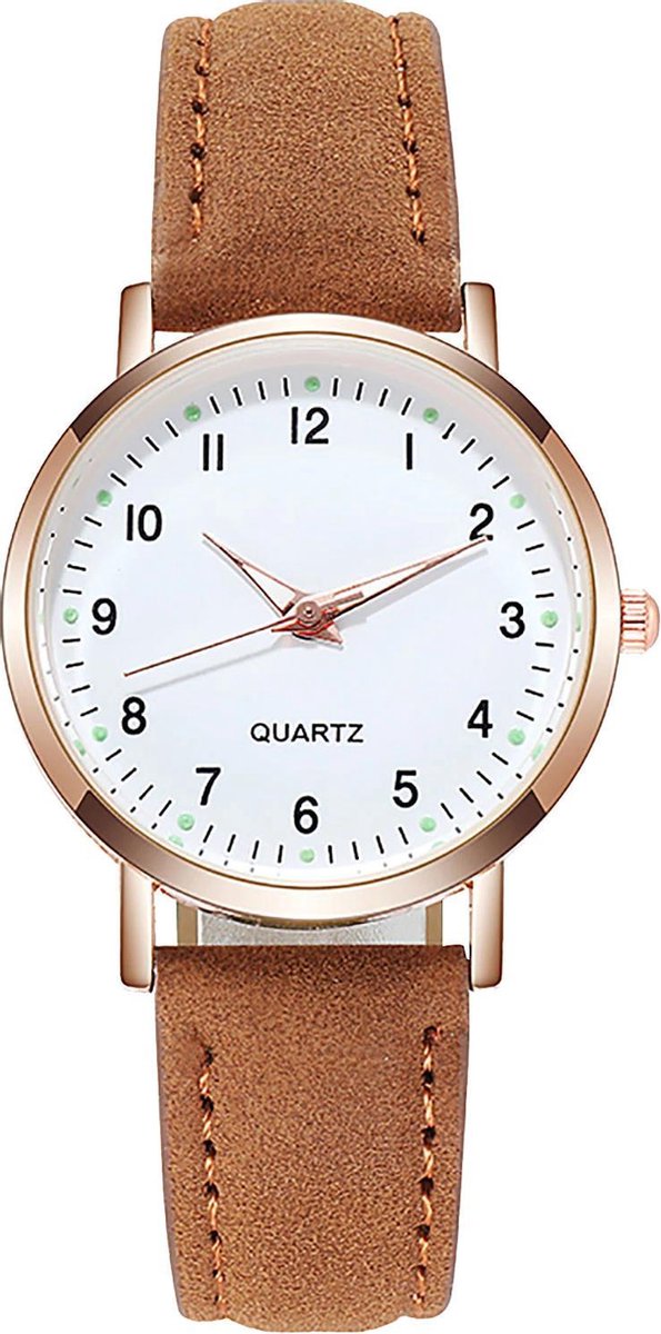 Doukou Brown Horloge | Suedine - Kunstleer | Bruin | Ø 32,5 mm