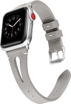 Cuir montre Smartwatch Apple Watch Series 1, 2, 3, 4, 5, 6 et SE en cuir refendu gris 38/40 mm
