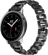 Smartwatch bandje - Geschikt voor Samsung Galaxy Watch 3 41mm, Active 2, 20mm horlogebandje - RVS metaal - Fungus - Glitter - Zwart