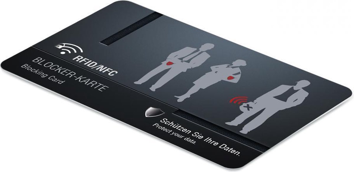 Spy-Fy® RFID Blocker kaart | NFC-beschermkaart | beschermt ID-kaart, creditcards en bankkaarten | storende technologie | effectieve hackerbescherming | 3 stuks, zwart, Medium