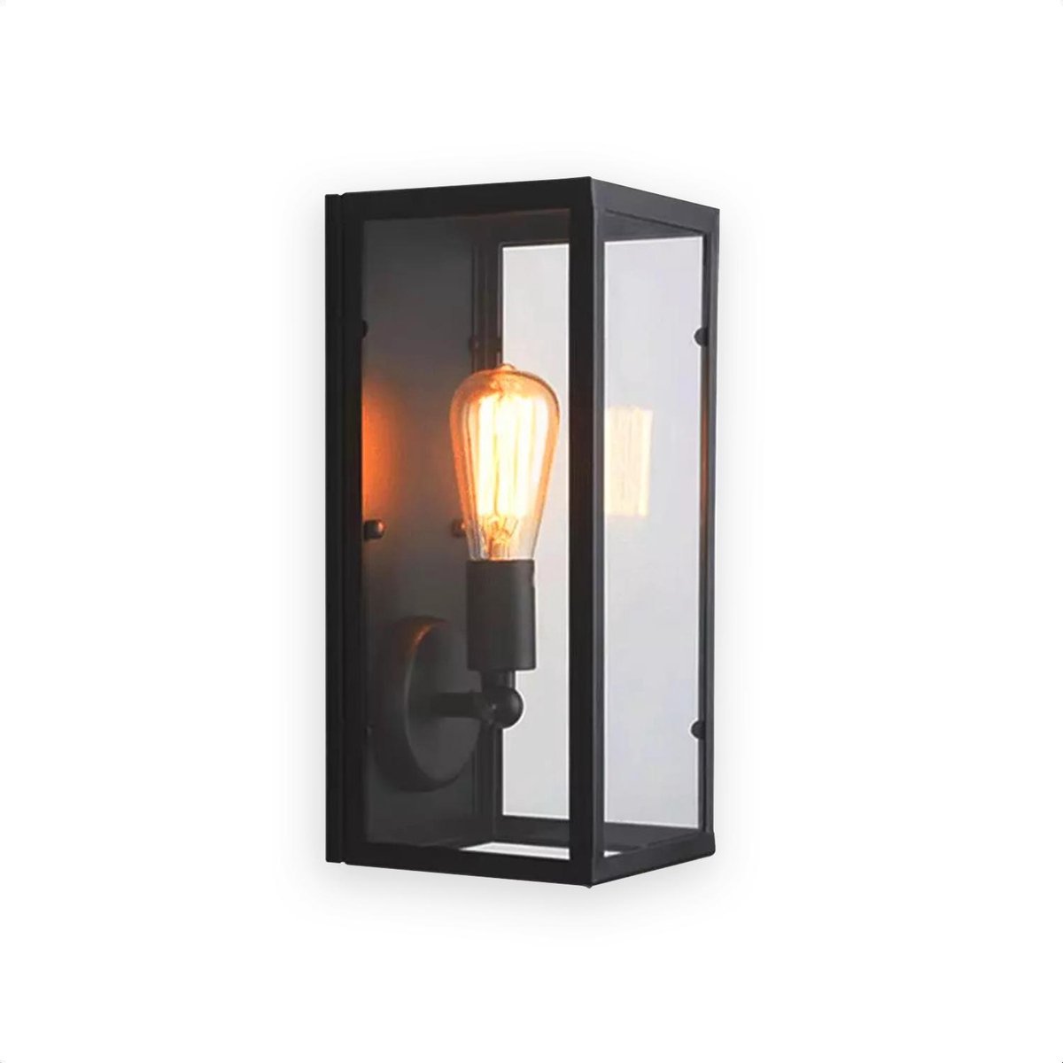 SensaHome Led Wandlamp - Klassieke Design - Waterdichte Ledverlichting IP54 - Met Glazen Lampenkap - Inclusief E27 Lichtbron - 18x16xx36cm - Zwart