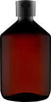 Lege Plastic Fles 500 ml PET Amber bruin - met zwarte klepdop - set van 10 stuks - Navulbaar - leeg