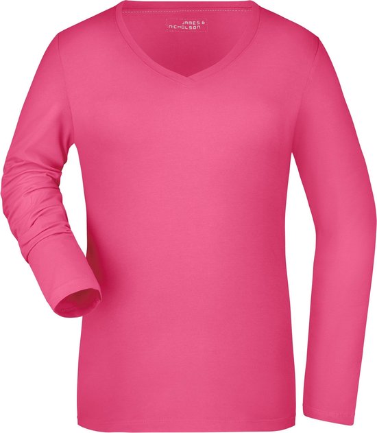 Absoluut Dokter Populair Roze dames v-hals shirt lange mouw L | bol.com