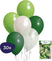 Jungle Decoratie - Tropische Latexballonnen - Ballonnenset - Kinderfeestje / Party / Feestje - Verjaardag Versiering - Helium Feest Ballonnen - Groen / Wit - 30 stuks