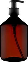 Lege Plastic Flessen 500 ml PET amber- met zwarte pomp - set van 10 stuks - Navulbaar - Leeg